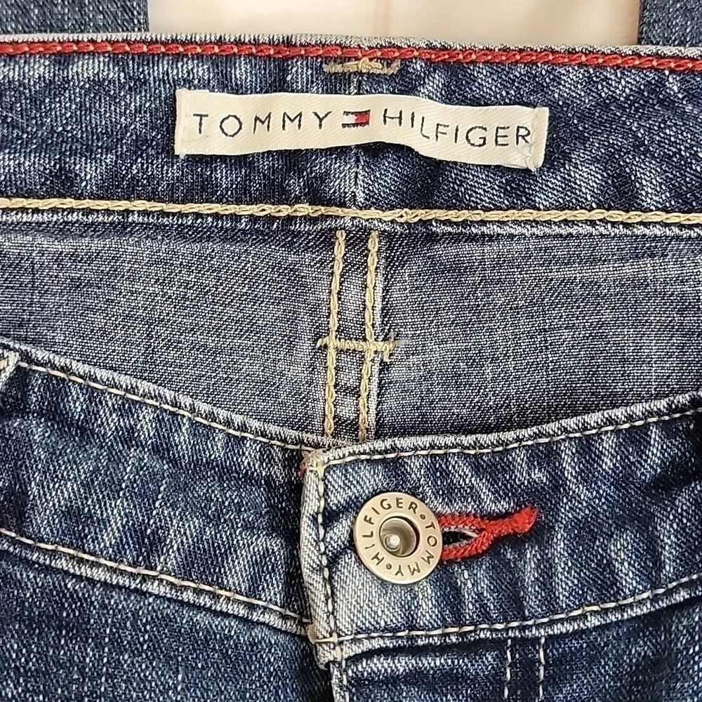 Tommy Hilfiger Split Denim Capris size 10 Relaxed Baggy Vintage Y2K